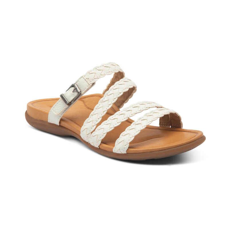 Aetrex Womens Brielle Slip On Sandals White - ZEkwy7J4j